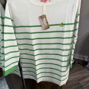 Magnolia White and Green Long Sleeve Tee Nautical Stripes